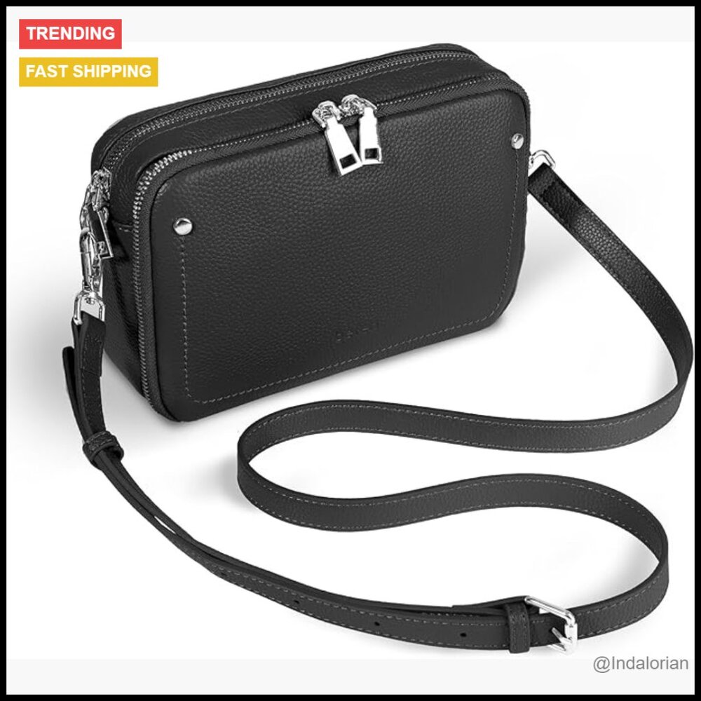 Genuine Leather Crossbody Bag With Rfid Wallet Chic Minimal Everyday Purse